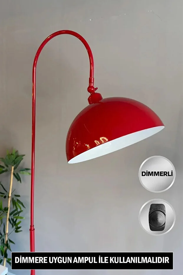 Dimmerli Kırmızı Lambader Hareketli Başlık Modern Dekoratif Metal Oturma Odası Çalışma Odası Zemin Dimmerli Kırmızı Lambader Hareketli Başlık Modern Dekoratif Metal Oturma Odası Çalışma Odası Zemin